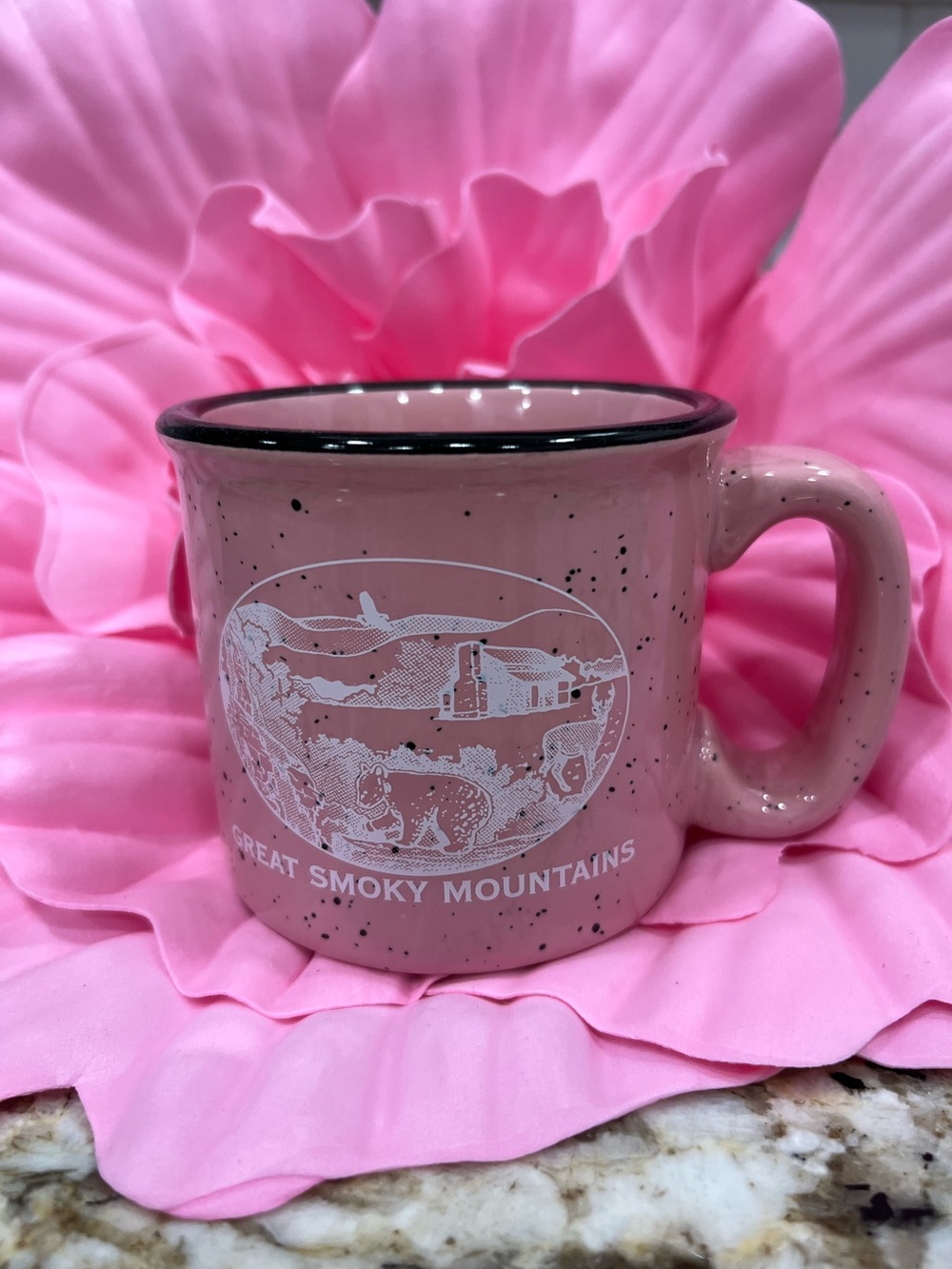 Great Smoky Mountain National Park Campfire Ceramic Speckled mug
